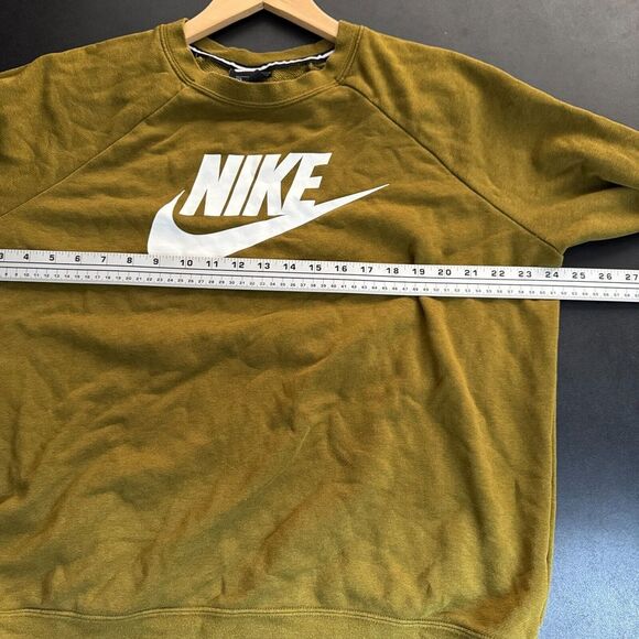 Nike Crew Neck Sweater Mens Solid Mustard Brown XL - Picture 6 of 7